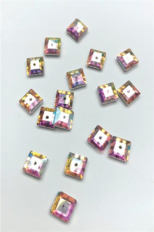 Janjanlı Kare Dikme Kristal Sworovski boncuk 25 Adet