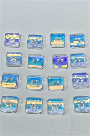 زر بلاستيك مربع مثقب مع جانجان 10 قطعة