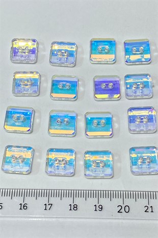 زر بلاستيك مربع مثقب مع جانجان 10 قطعة