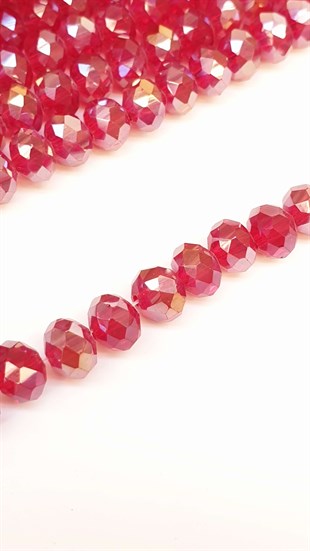 Janjanlı Koyu Kırmızı Kristal Boncuk 8 mm