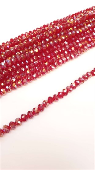 Janjanlı Koyu Kırmızı Kristal Boncuk 8 mm