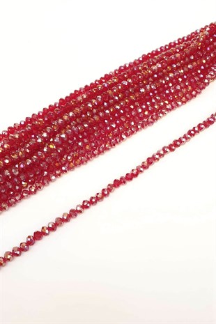 Janjanlı Koyu Kırmızı Kristal Boncuk 8 mm