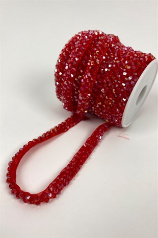 Janjanlı Kristal Boncuk İşlemeli Şerit