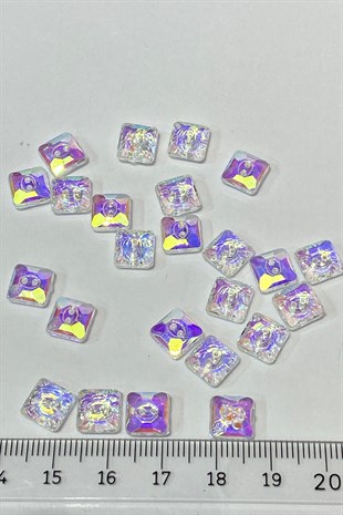 زر بلاستيك مربع صغير مثقوب مع جانجان 10 قطعة