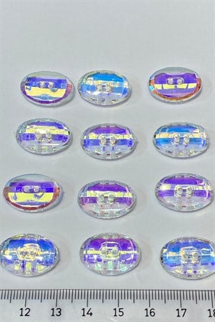 زر بيضاوي بفتحة في الوسط ، 10 قطع