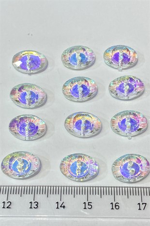 زر بيضاوي بفتحة في الوسط ، 10 قطع