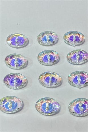 زر بيضاوي بفتحة في الوسط ، 10 قطع