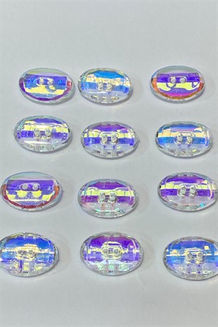 زر بيضاوي بفتحة في الوسط ، 10 قطع