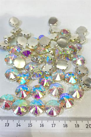 Janjanlı Yuvarlak Kasalı Beyoğlu Taşı Dikme Kristal Boncuk 5 Adet