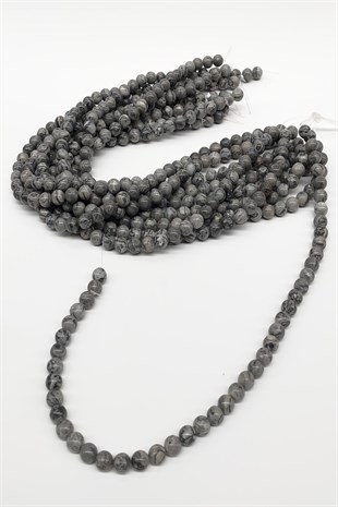 Jasper Gray Patterned Natural Stone Beads 8 mm