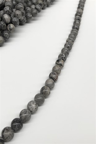 Jasper Gray Patterned Natural Stone Beads 8 mm