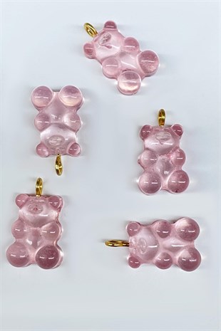 Jellybean Teddy Bear Plastic Necklace and Earring Tip Pink 1 Pcs