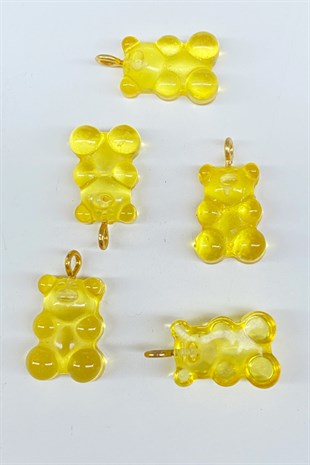 Jellybean Teddy Bear Plastic Necklace and Earring Tip Yellow 1 Pcs
