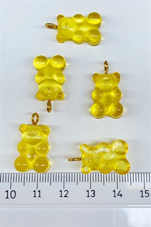 Jellybean Teddy Bear Plastic Necklace and Earring Tip Yellow 1 Pcs