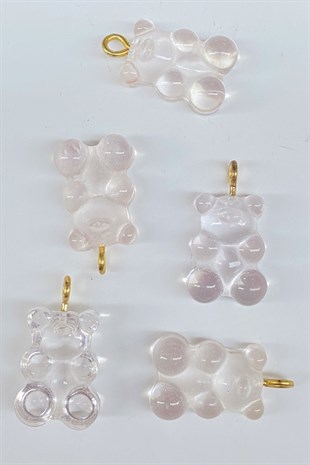 Jellybean Teddy Bear Plastic Necklace and Earring Tip Transparent 1 Pcs