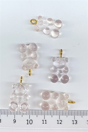 Jellybean Teddy Bear Plastic Necklace and Earring Tip Transparent 1 Pcs