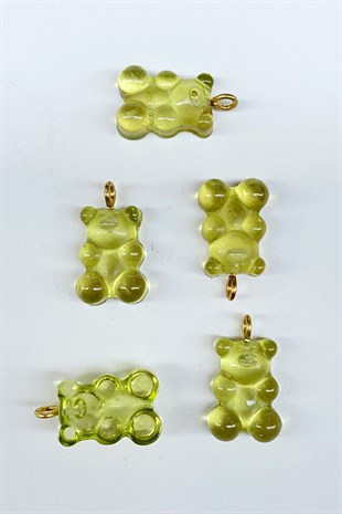 Jellybean Teddy Bear Plastic Necklace and Earring Tip Light Green 1 Pcs
