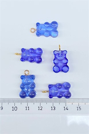 Jellybean Teddy Bear Plastic Necklace and Earring Tip Dark Blue 1 Pcs