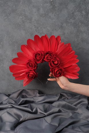 Velvet Rose Feathered Special Design Bridal Henna Crown
