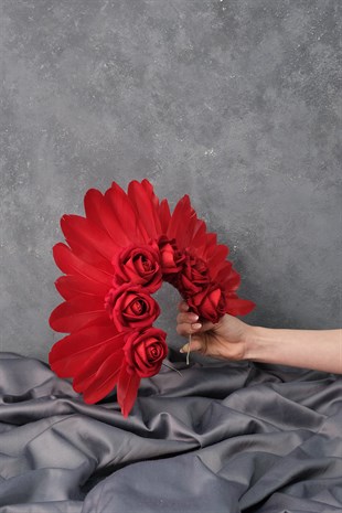 Velvet Rose Feathered Special Design Bridal Henna Crown