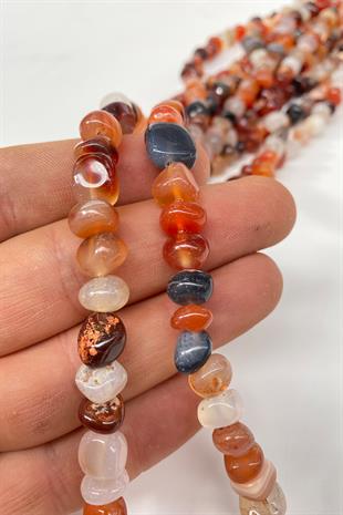 Kahve Renkli Çakıl Taşı Kesim Akik Doğal Taş