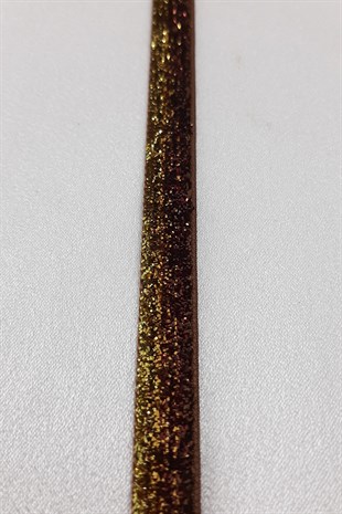 Coffee Wrapped Glittery Velvet Ribbon 1 cm