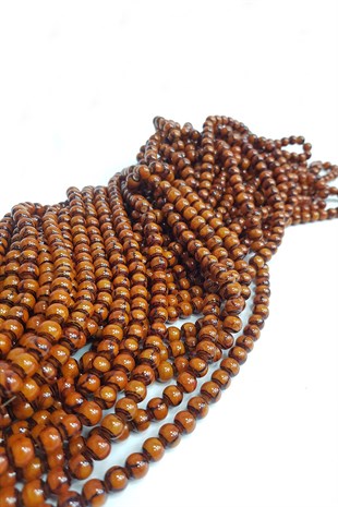 Kahve-Siyah Desenli Dizi Cam Boncuk