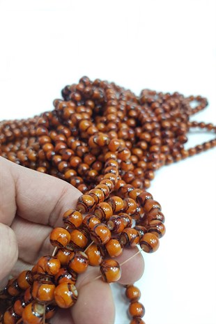 Kahve-Siyah Desenli Dizi Cam Boncuk