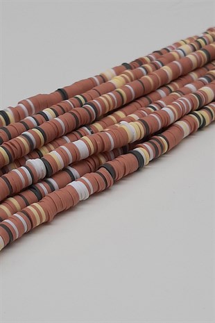 Brown And Colored Fimo Dough Beads 6Mm