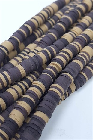 Kahveli Bejli Fimo Hamur Boncuk 6 mm