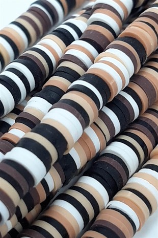 Kahveli Siyahlı Fimo Hamur Boncuk 6 mm