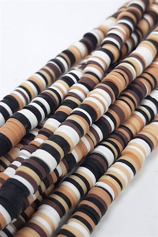 Kahveli Siyahlı Fimo Hamur Boncuk 6 mm