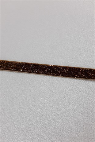 Brown Silvery Velvet Ribbon 1 cm