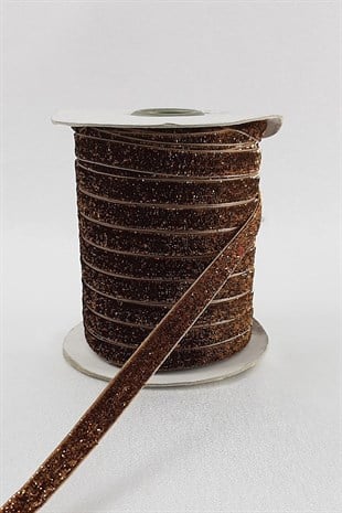 Brown Silvery Velvet Ribbon 1 cm