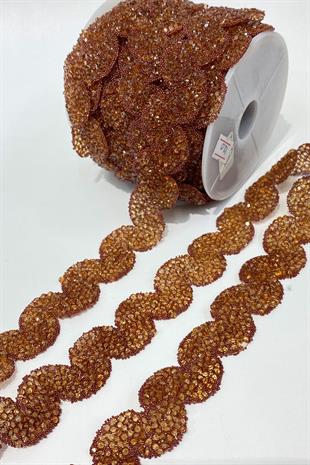 Kahverengi Su Yolu Desen Ütüyle Yapışan Şerit Aplik