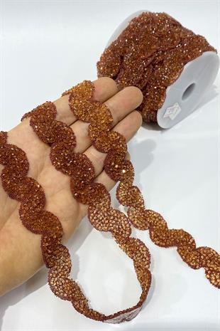 Kahverengi Su Yolu Desen Ütüyle Yapışan Şerit Aplik