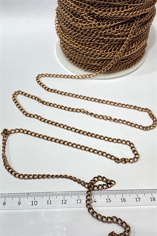 Brown Flat Metal Necklace Chain 10 Mt