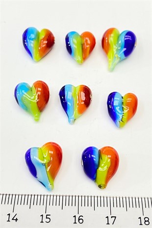Heart Patterned Glass Bead Pendant Colorful 1 Pcs