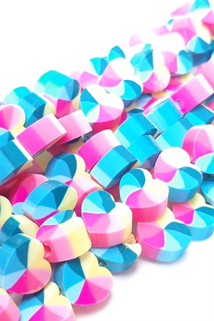 Kalp Desenli Fimo Hamur Boncuk