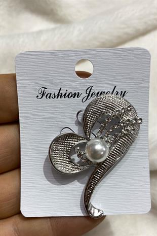 بروش طوق فستان من حجر اللؤلؤ على شكل قلب