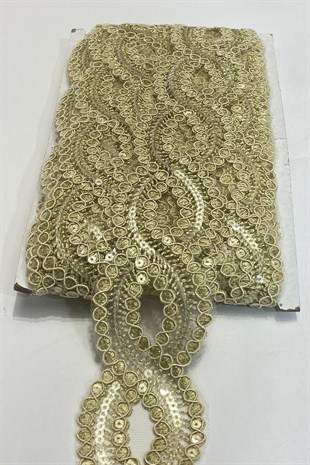 Kapiçino Pullu Su Yolu Desenli Dantel Şerit