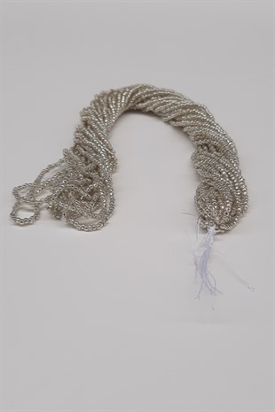 مطلي بالفضة سلسلة الخرز الرمل