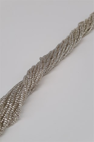 مطلي بالفضة سلسلة الخرز الرمل