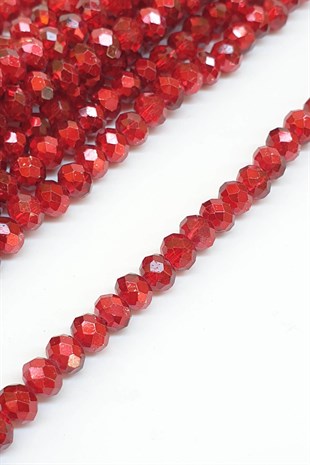 Kaplama Kırmızı Kristal Boncuk 6 Mm