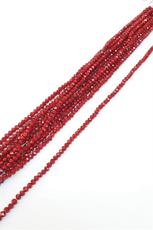 Kaplama Kırmızı Kristal Boncuk 6 Mm
