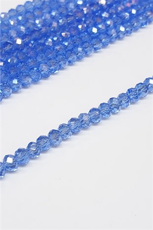 Plated Blue Crystal Beads 4 Mm