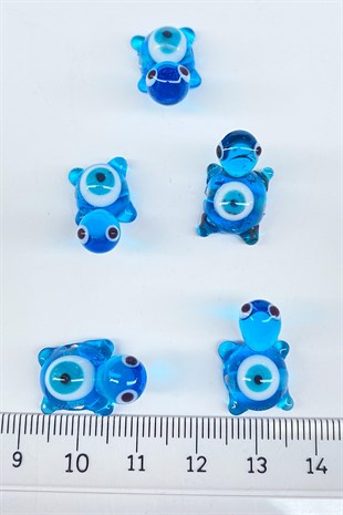 Turtle Glass Bead Pendant Blue 1 Pcs