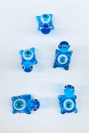 Turtle Glass Bead Pendant Blue 1 Pcs