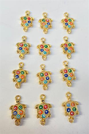 Kaplumbağa Motifli Nazar Boncugu Kolye ve Bileklik Ucu