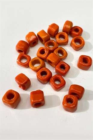 Kare Cam Boncuk Kolye ve Bileklik Ucu 5 Adet Turuncu